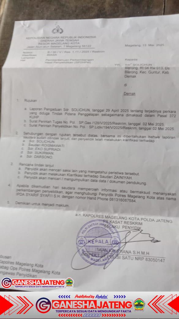 Keluarga Pelapor Desak Polres Magelang Kota Tegakkan Keadilan Keluarga Pelapor Desak Polres Magelang Kota Tegakkan Keadilan