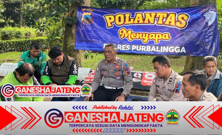 Ngopi Bareng Ojol, Satlantas Polres Purbalingga Sosialisasikan Tertib Lalu Lintas