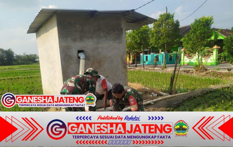 Babinsa Bantu Petani Pasang Pipa, Sistem Pengairan Sawah Makin Lancar