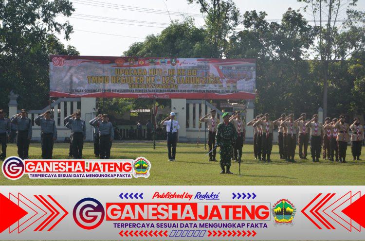 Satgas TMMD Reguler Ke-125 Kodim 0735/Surakarta Gelar Upacara Peringatan HUT Kemerdekaan RI Ke-80 Tahun 2025