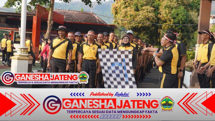 Kapolres Wonogiri Pimpin Olahraga Bersama Semarakkan HUT RI ke-80 di Polres Wonogiri