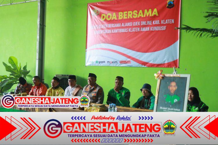 Doa Bersama Aliansi Ojek Online dan Polres Klaten, Wujud Empati dan Komitmen Jaga Kondusivitas