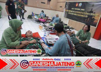 Kumpulkan Ratusan Kantong Darah, Kodim 0715/Kendal Gelar Donor Darah Peringati HUT TNI Ke – 80