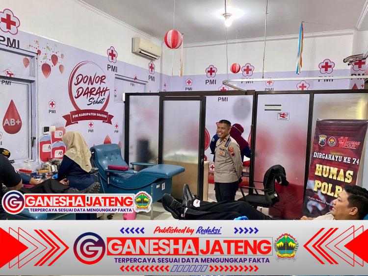 50 Polisi Pendonor Sumbangkan Darah ke PMI Jelang HUT Humas ke-74 di Polres Sragen