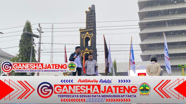 Polrestabes Semarang Kawal Aksi Buruh di Tengah Hujan dengan Humanis dan Sigap