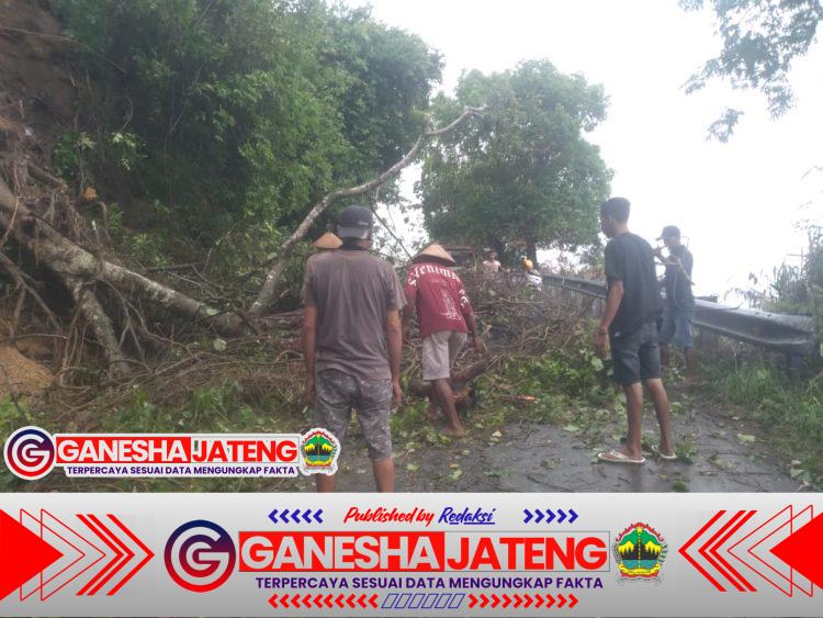 Pohon Tumbang Halangi Jalan Penghubung Desa, Polsek Gunem Sigap Evakuasi Pohon 